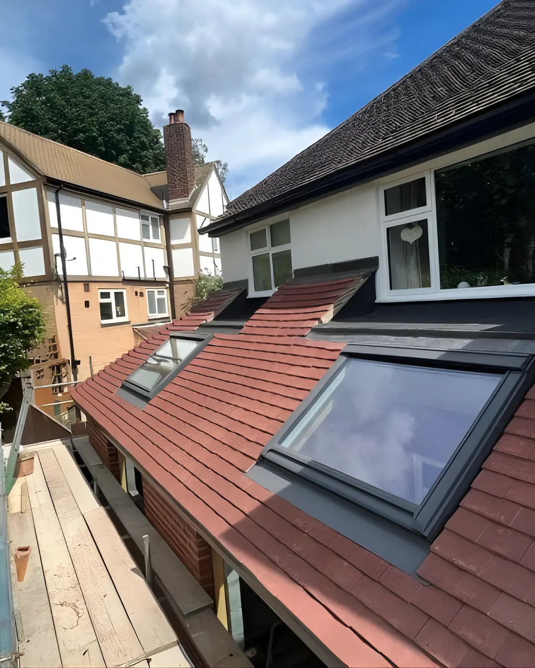 Roof repair in progress